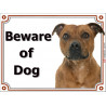 Portal Sign, 2 Sizes Beware of Dog, Red Staffie head, Fawn Staffordshire Bull Terrier, Door plate, portal placard Gate panel