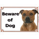 Portal Sign, 2 Sizes Beware of Dog, Red Staffie head, Fawn Staffordshire Bull Terrier, Door plate, portal placard Gate panel