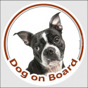 Circle sticker "Dog on board" 15 cm, Boston Terrier Head