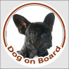 Circle sticker "Dog on board" 15 cm, Brindle French Bulldog Head, decal car adhesive label frenchie bouledogue français