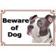 Portal Sign, 2 Sizes Beware of Dog, Grey Blue Amstaff head, Door plate American Staffordshire Terrier, portal placard Gate panel