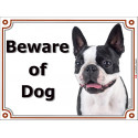 Portal Sign, 2 Sizes Beware of Dog, Boston Terrier head