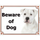 Dogo Argentino head, portal Sign "Beware of Dog", door plate, portal placard, gate panel photo notice