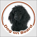 Black Poodle, car circle sticker "Dog on board" 15 cm