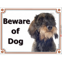 Portal Sign, 2 Sizes Beware of Dog, wild-boar wirehaired Dachshund head
