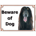 Portal Sign, 2 Sizes Beware of Dog, Black and Tan Afghan Hound head