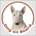 Circle sticker "Dog on board" 15 cm, White English Bull Terrier Head