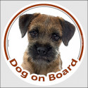 Border Terrier, car circle sticker "Dog on board" 15 cm