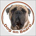 Bullmastiff, car circle sticker "Dog on board" 15 cm