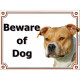 Portal Sign, 2 Sizes Beware of Dog, Fawn orange Amstaff head, portal placard, gate plate, door panel red