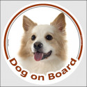 Circle sticker "Dog on board" 15 cm, Icelandic Sheepdog Head