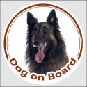 Circle sticker "Dog on board" 15 cm, Belgian Tervuren Shepherd Head