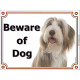 Portal Sign, 2 Sizes Beware of Dog, Fawn and White Bearded Collie head, Gate placard, door plate panel, Beardie Highland Collie,