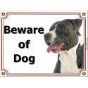 Portal Sign, 2 Sizes Beware of Dog, Black & white Amstaff head