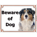 Portal Sign, 2 Sizes Beware of Dog, Blue Merle Australian Shepherd head