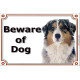 Portal Sign, 2 Sizes Beware of Dog, Blue Merle Australian Shepherd head, Gate placard, door plate panel Aussie