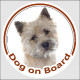 Cairn Terrier Head, circle sticker "Dog on board" decal adhesive car label photo notice