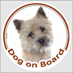 Cairn Terrier, car circle sticker "Dog on board" 15 cm