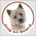 Cairn Terrier, car circle sticker "Dog on board" 15 cm
