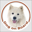 Circle sticker "Dog on board" 15 cm, Samoyed Head