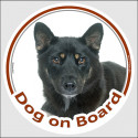 Circle sticker "Dog on board" 15 cm, Black and Tan Shiba Inu Head