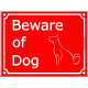 Red Portal Sign Beware of Dog, Gate plate, portal placard panel
