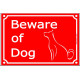 Red Portal Sign Beware of Dog, Gate plate, portal placard panel