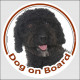Circle sticker "Dog on board" 15 cm, black Spanish Water Dog Head