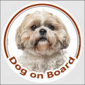 Circle sticker "Dog on board" 15 cm, gold & white Shih Tzu Head