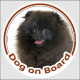 Black Pomeranian Head, circle sticker "Dog on board" deutsche spitz decal adhesive car label pom photo notice