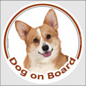 Welsh Corgi, car circle sticker "Dog on board" 15 cm