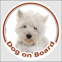 Circle sticker "Dog on board" 15 cm, Westie Head
