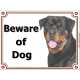 Rottweiler head, portal Sign "Beware of Dog" gate plate rotate, placard panel Rott gate plate photo notice, door plaque