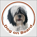Tibetan Terrier, car circle sticker "Dog on board" 15 cm
