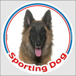 Tervuren circle sticker In/Out "Sporting Dog" 15 cm