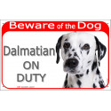 Red Portal Sign "Beware of the Dog, Dalmatian on duty" 24 cm