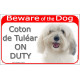 Portal Sign red 24 cm Beware of the Dog, Coton de Tuléar on duty, gate plate placard Cotie