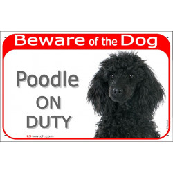 Red Portal Sign "Beware of the Dog, Poodle on duty" 24 cm