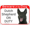 Portal Sign red 24 cm Beware of the Dog, black Dutch Shepherd on duty, gate plate