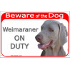 Portal Sign red 24 cm Beware of the Dog, Weimaraner on duty, gate plate placard panel Vorstehhund