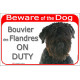 Portal Sign red 24 cm Beware of the Dog, Bouvier des Flandres on duty, gate plate Flanders Cattle Dog placard panel vlaamse Koeh