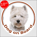 Circle sticker "Dog on board" 15 cm, Westie Head