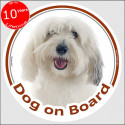 Coton de Tuléar, circle car sticker "Dog on board" 15 cm