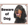 Portal Sign, 2 Sizes Beware of Dog, Setter Gordon head, gate plate black and tan placard