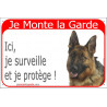 Portal Sign red 24 cm Beware of the Dog, short hair German Shepherd on duty, gate plate placard