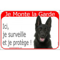 Portal Sign red 24 cm Beware of the Dog, black German Shepherd on duty