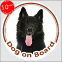 Circle sticker "Dog on board" 15 cm, Groenendael Belgian Shepherd Head
