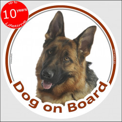 Circle sticker "Dog on board" 15 cm, Short hair German Shepherd Head