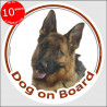 Circle sticker "Dog on board" 15 cm, Short hair German Shepherd Head, decal adhesive car label Deutsche Alsatian Wolf Schäferhun