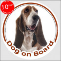 Basset Hound circle car sticker "Dog on board" 15 cm